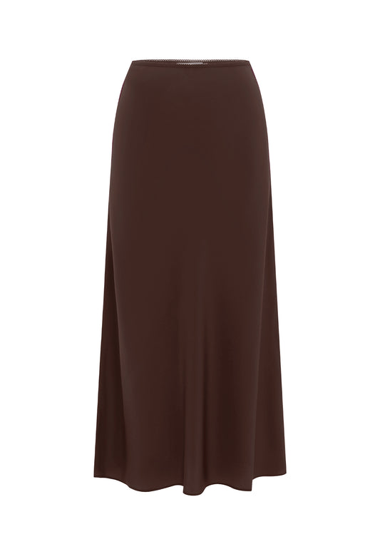 Bias Mid Skirt Ciocco Silk