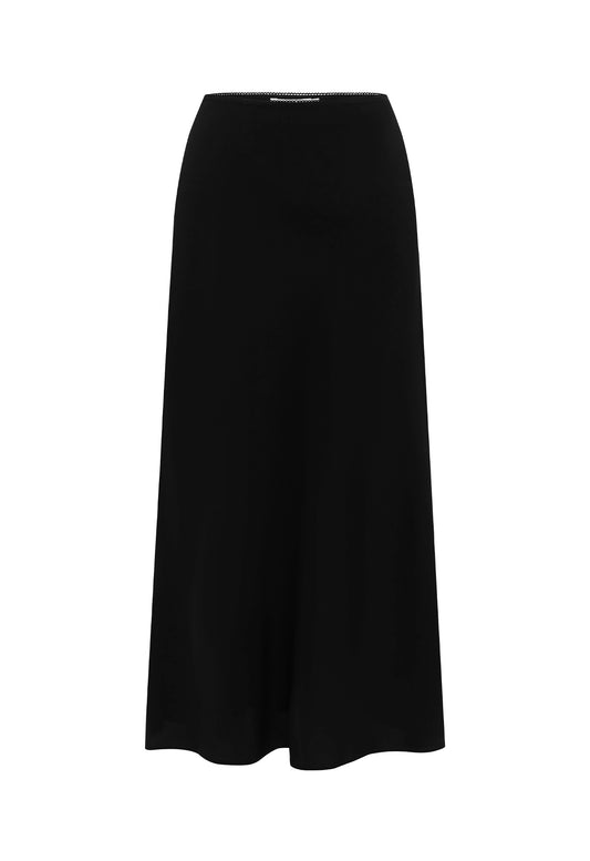 Bias Mid Skirt Nera Silk