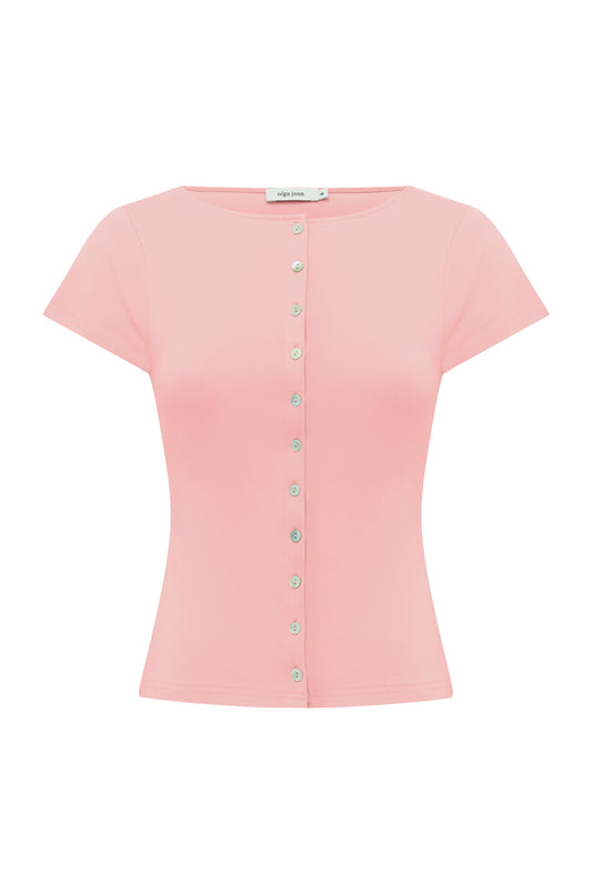 Button-Through Tee Rosa
