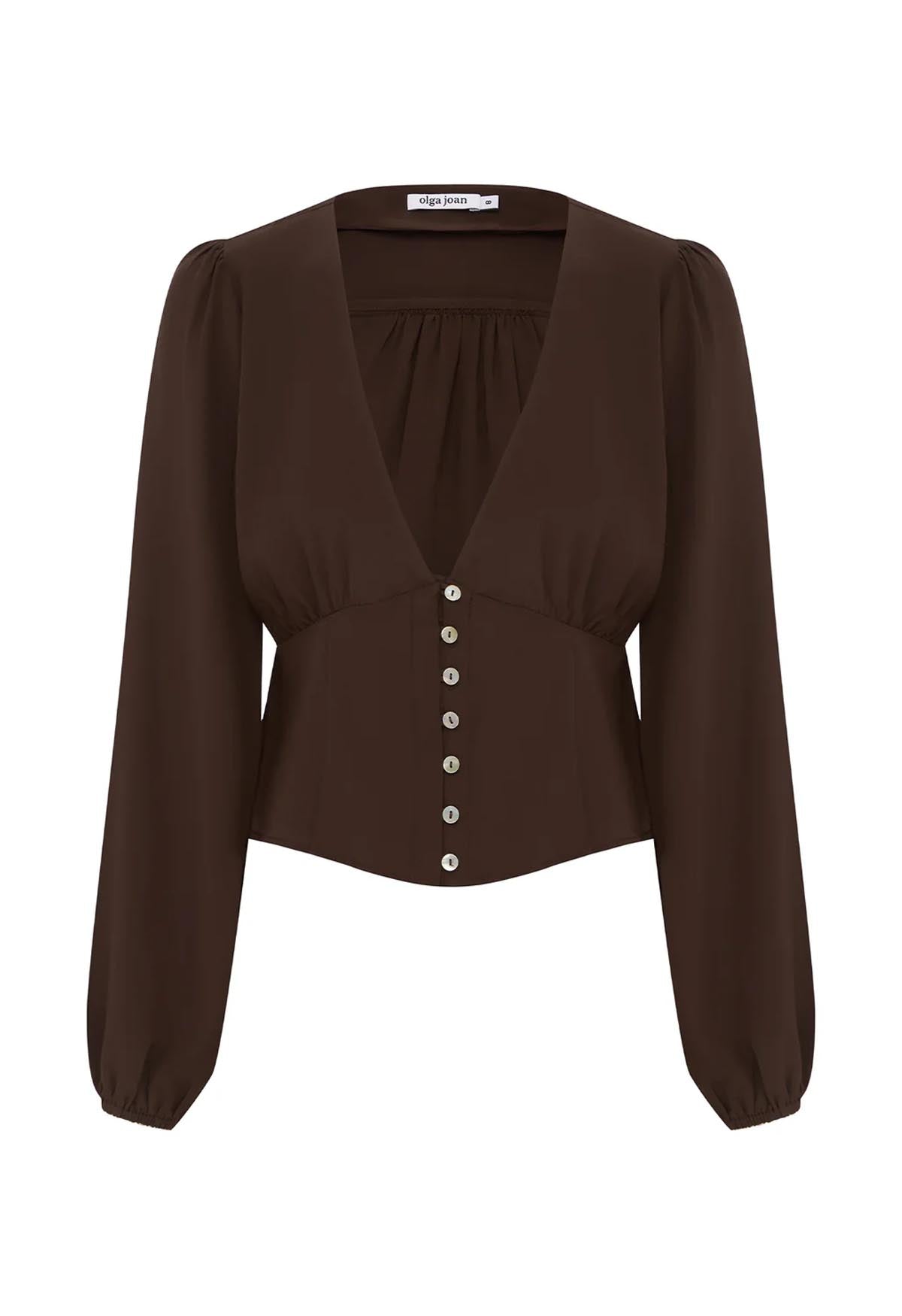 Button-Through Long Sleeve Blouse Ciocco