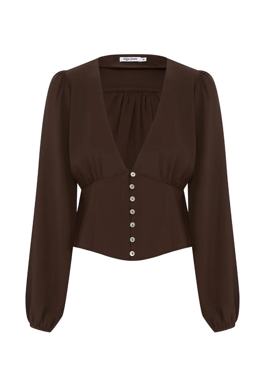Button-Through Long Sleeve Blouse Ciocco