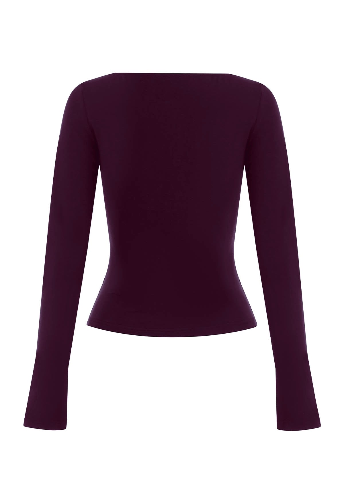 Button-Through Long Sleeve Top Aubergine