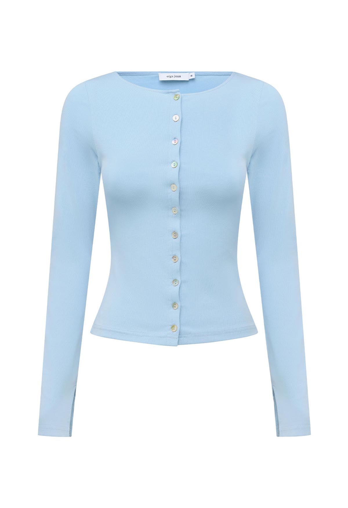 Button-Through Long Sleeve Top Cielo