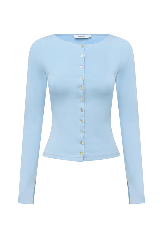 Button-Through Long Sleeve Top Cielo