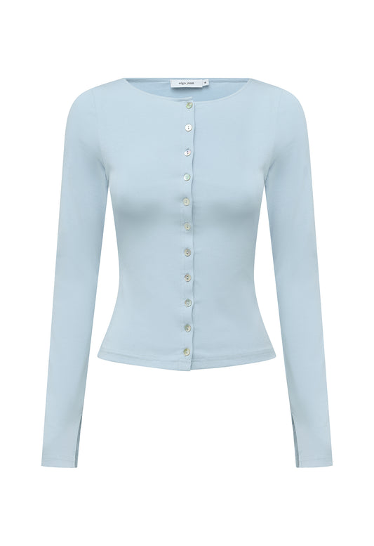 Button-Through Long Sleeve Top Cielo