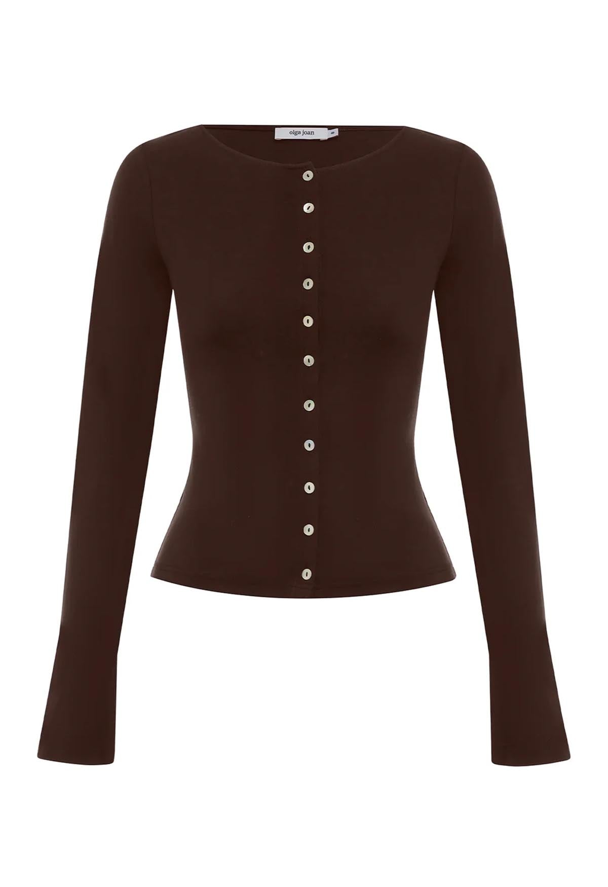 Button-Through Long Sleeve Top Ciocco