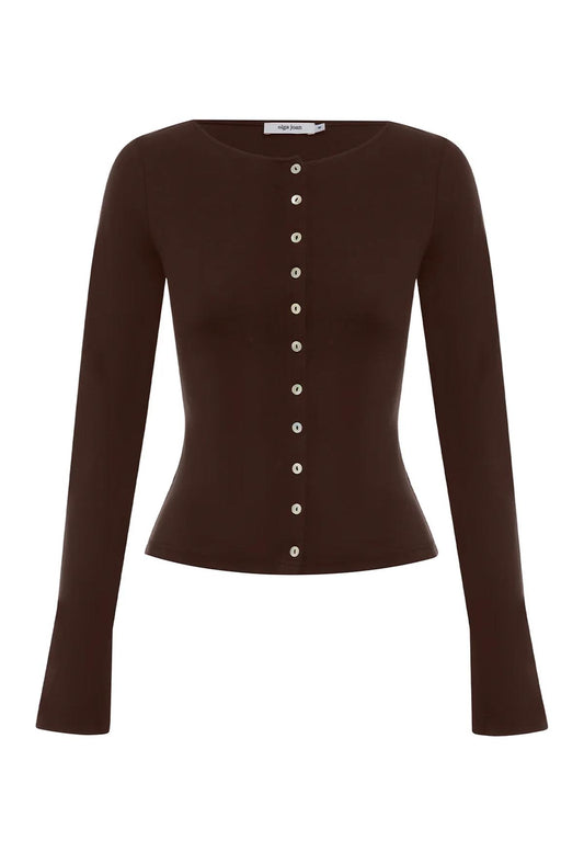 Button-Through Long Sleeve Top Ciocco