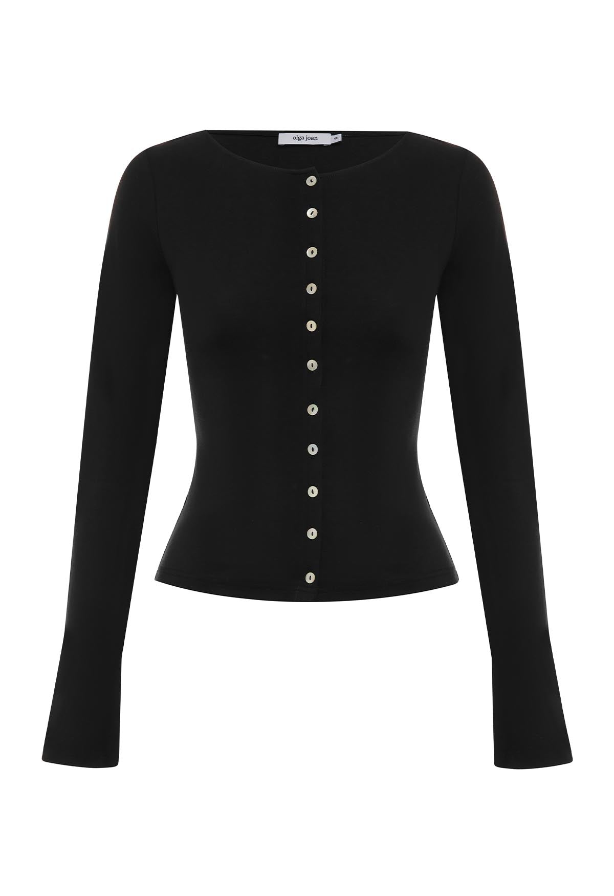 Button-Through Long Sleeve Top Nera