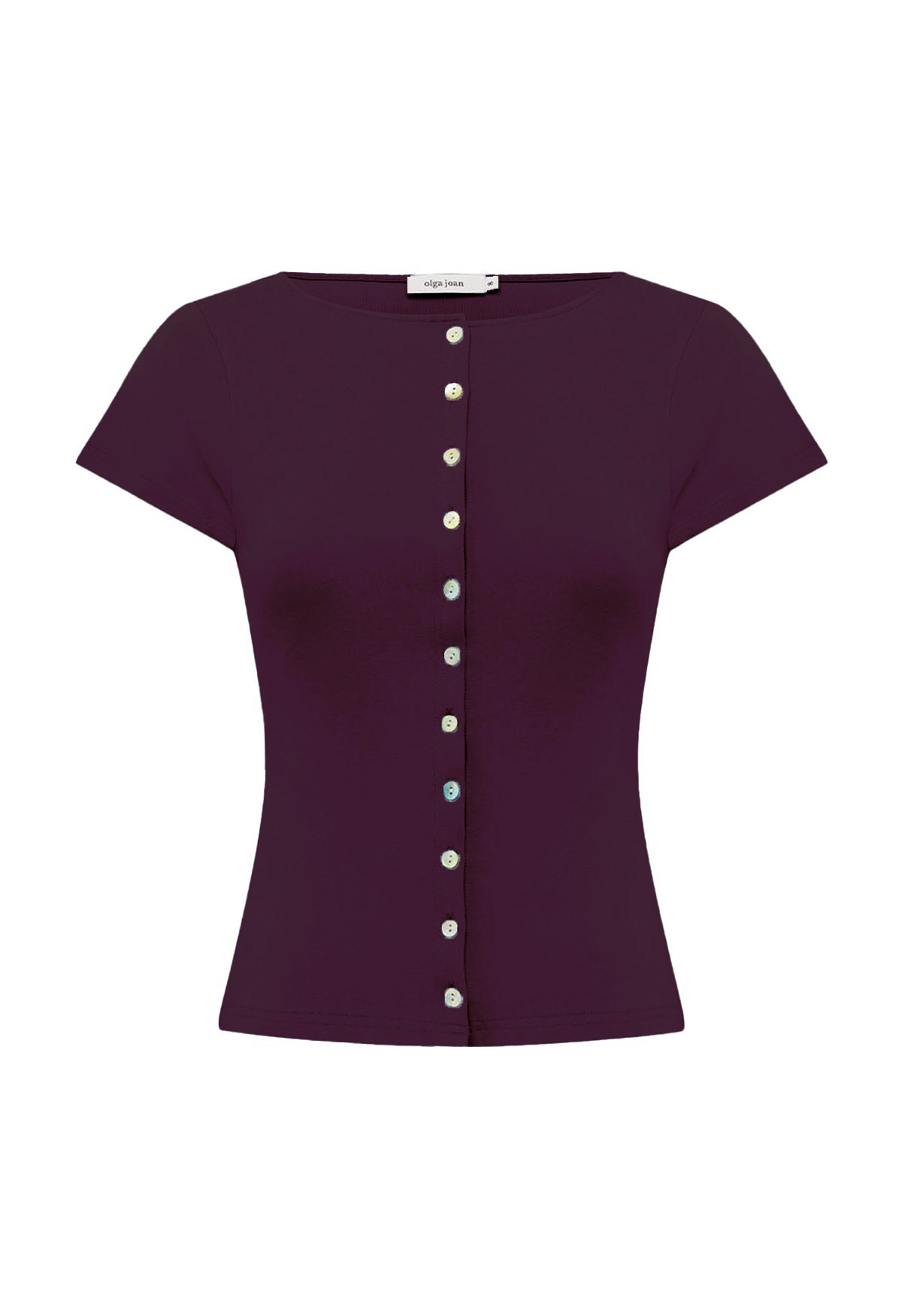 Button-Through Tee Aubergine