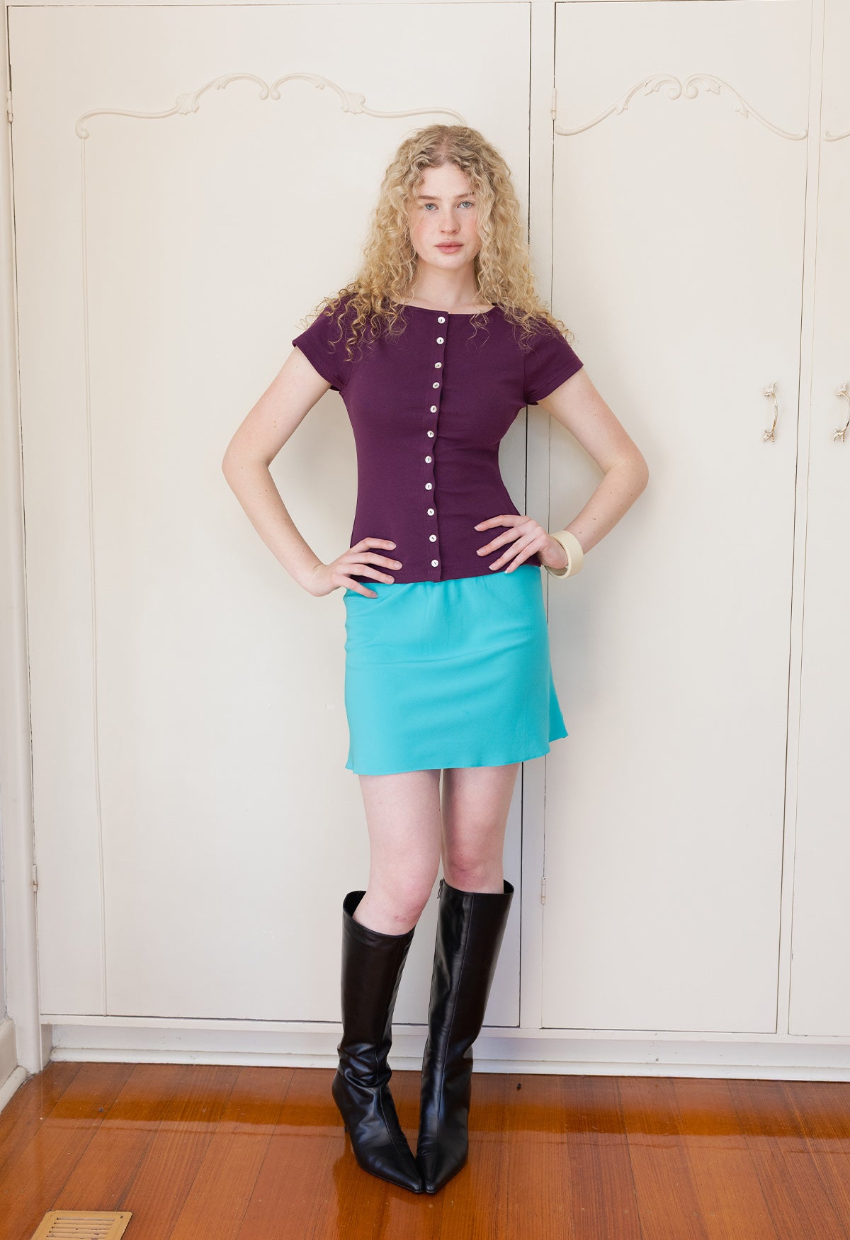 Button-Through Tee Aubergine