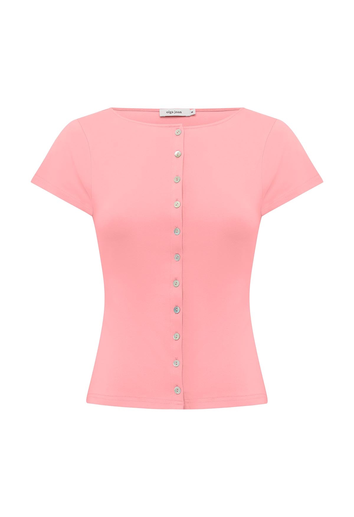 Button-Through Tee Rosa