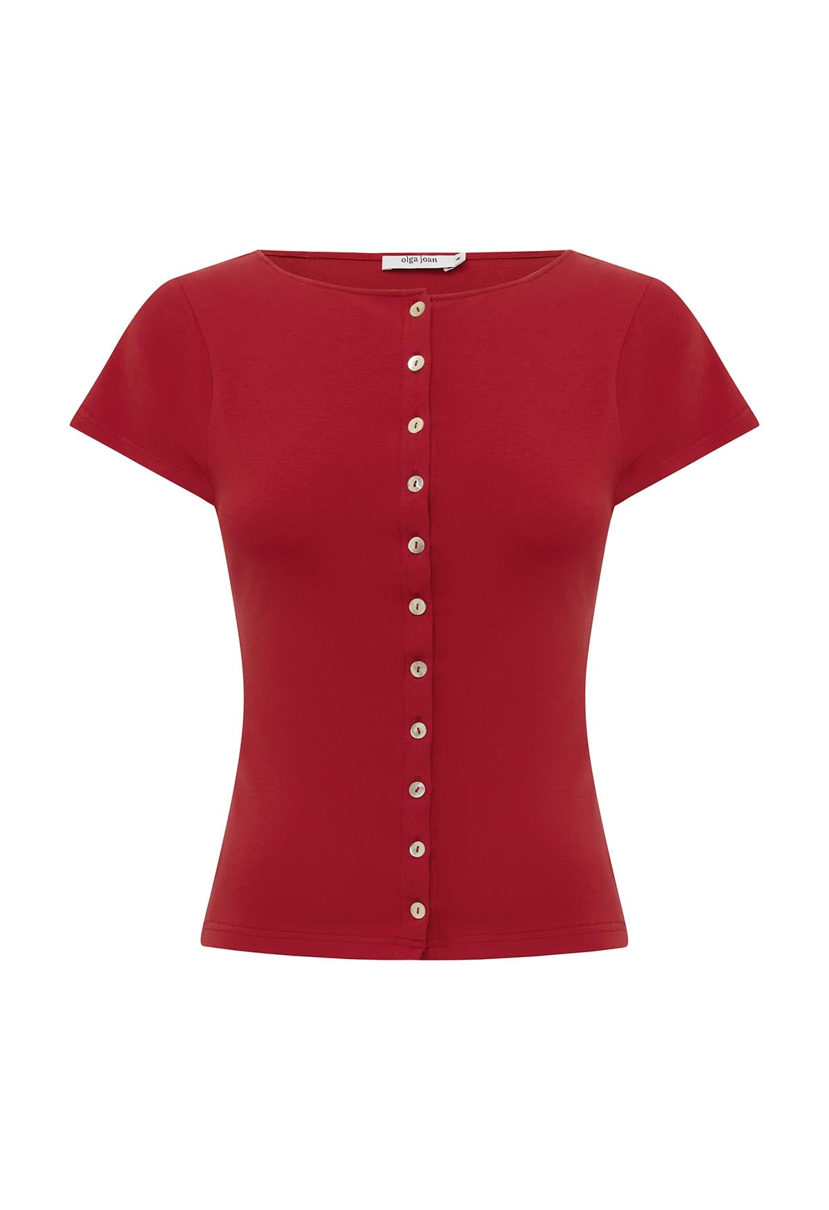 Button-Through Tee Rossa