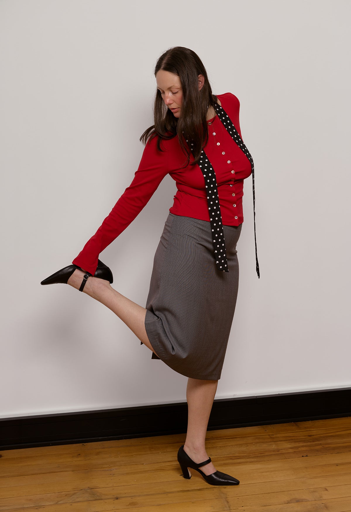Button-Through Long Sleeve Top Rossa