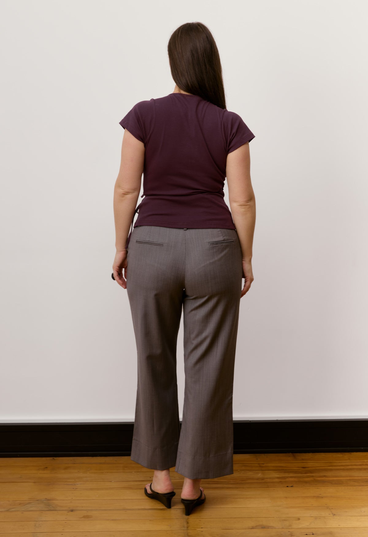 Cap-Sleeve Wrap Top Aubergine