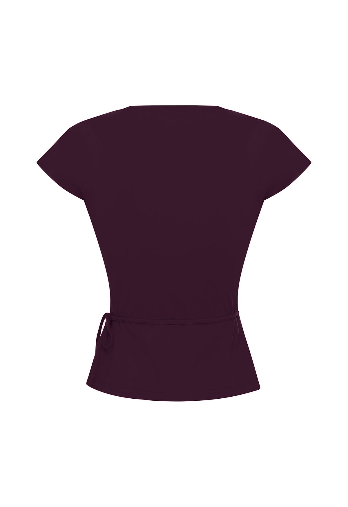 Cap-Sleeve Wrap Top Aubergine