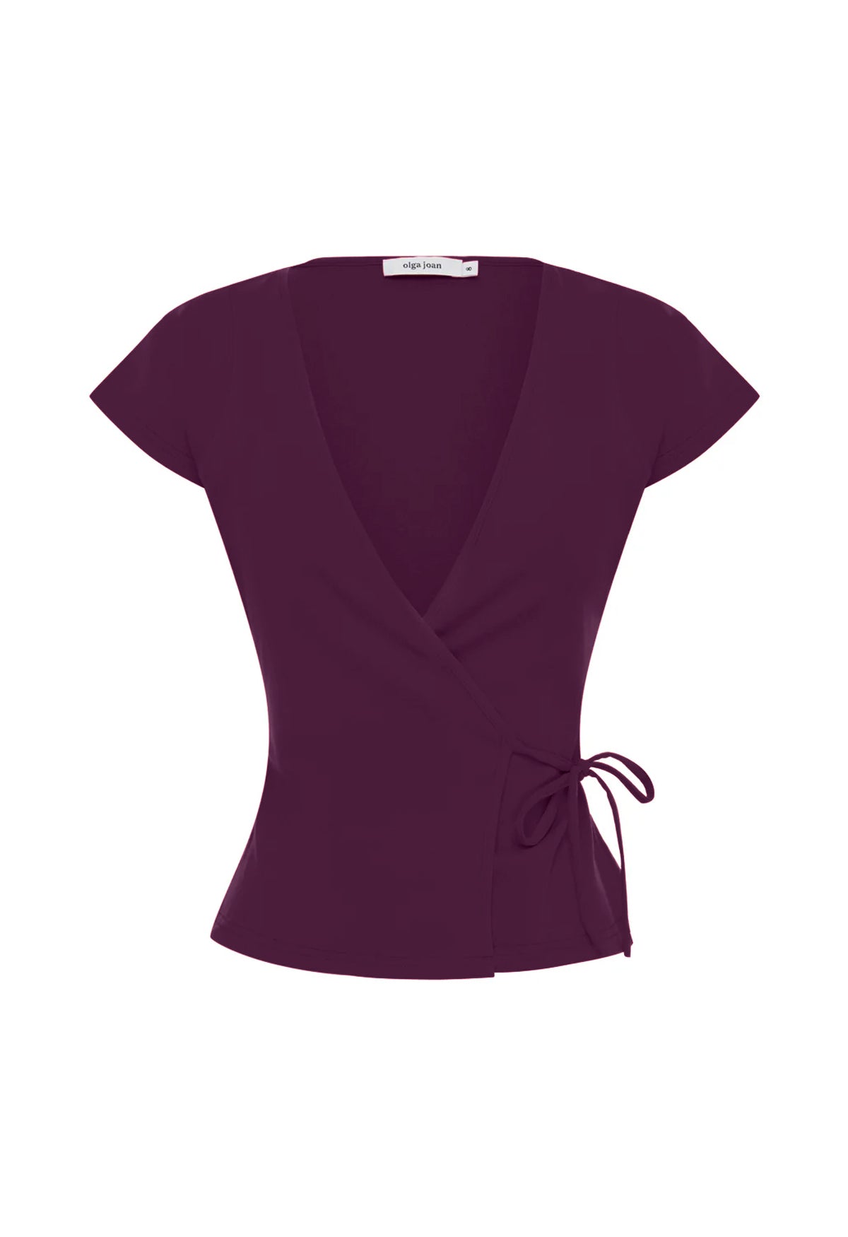 Cap-Sleeve Wrap Top Aubergine