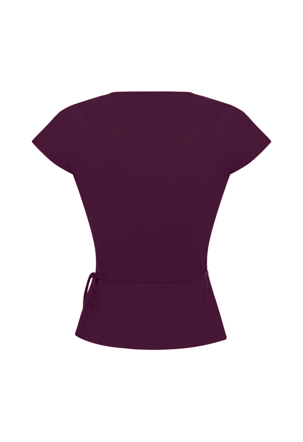Cap-Sleeve Wrap Top Aubergine