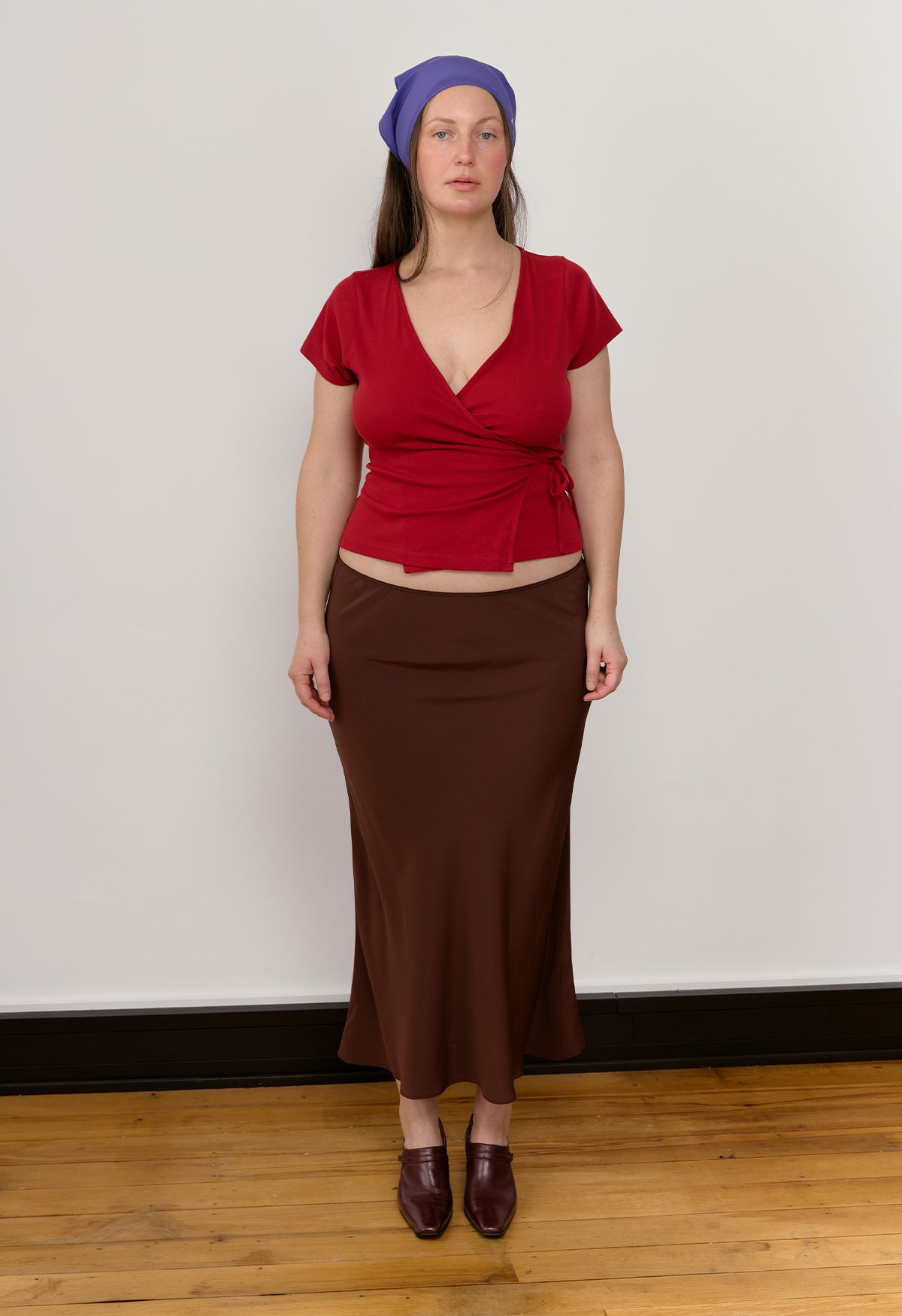 Cap-Sleeve Wrap Top Vino Rosso