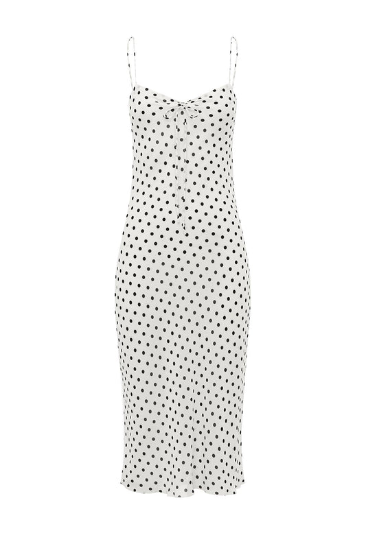 Cinched Bust Slip Dress Pois Bianca