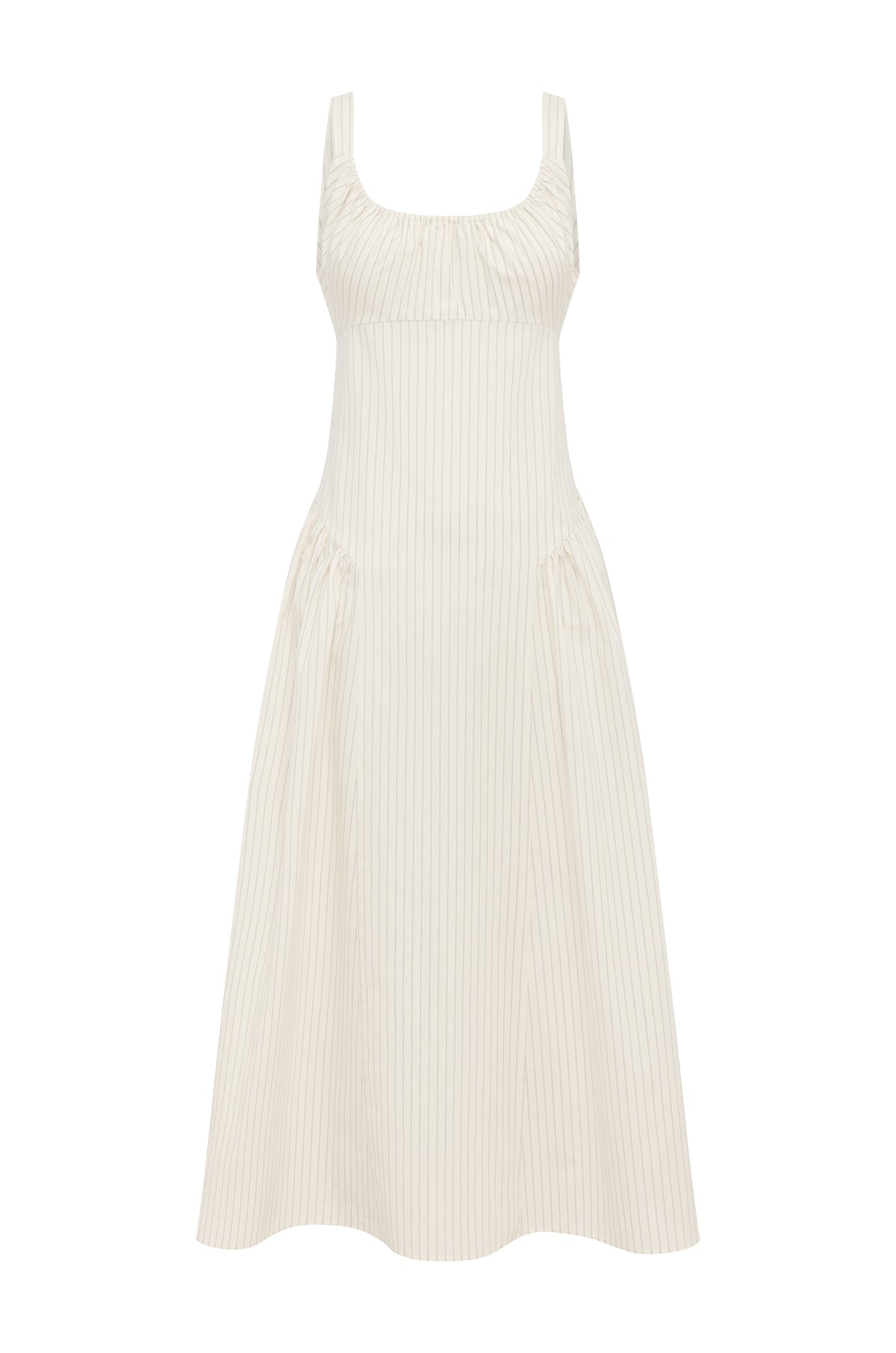 Drop Waist Midi Dress Crema Stripe