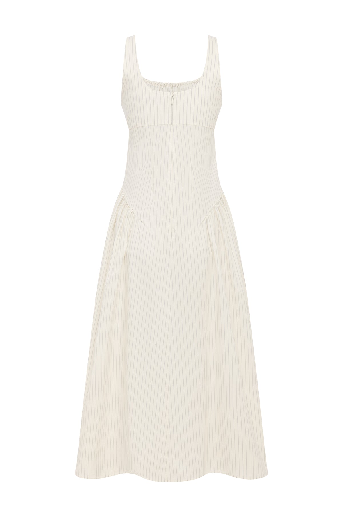 Drop Waist Midi Dress Crema Stripe