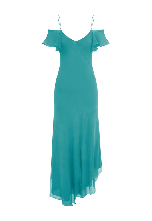 Flutter-Sleeve Dress Turchese