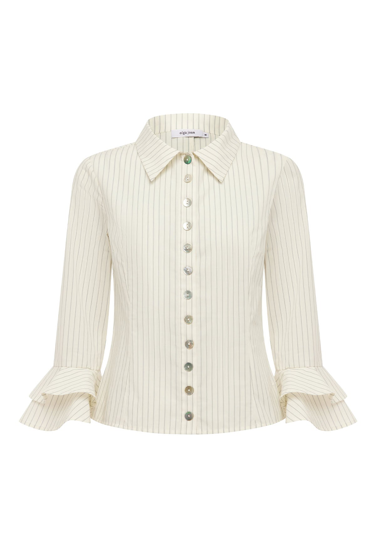 Frill Sleeve Shirt Crema Stripe