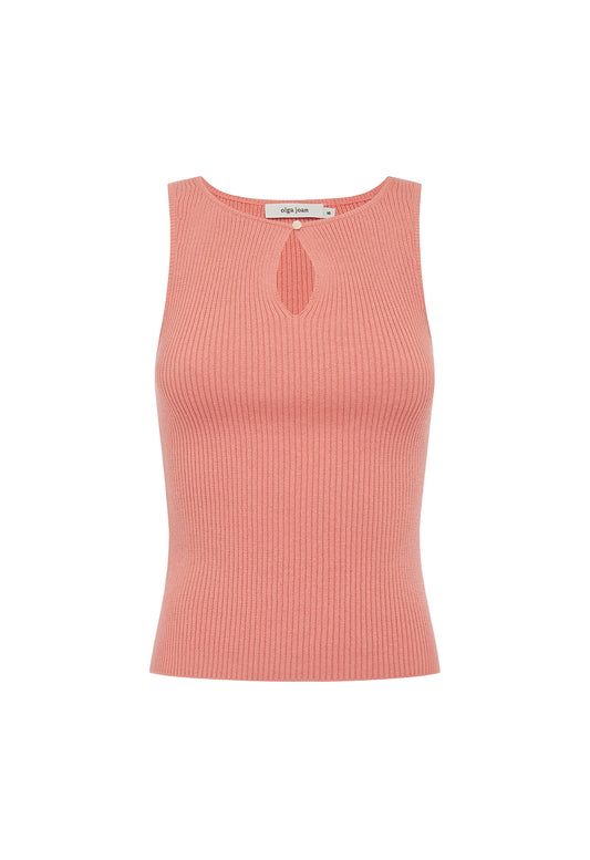 Key-Hole Knit Tank Corallo