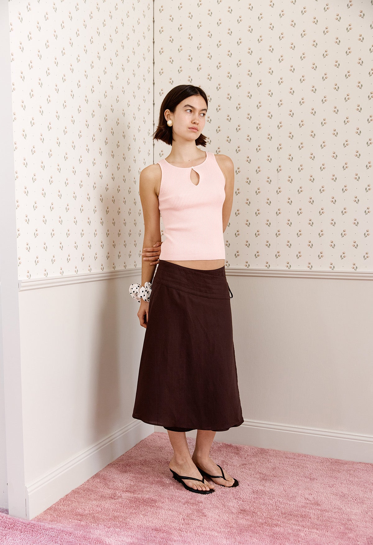 Key-Hole Knit Tank Rosa