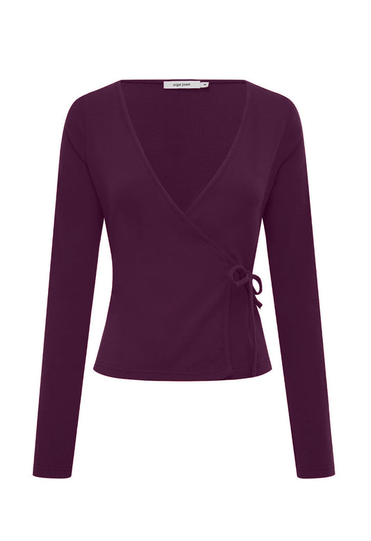 Long Sleeve Wrap Top Aubergine