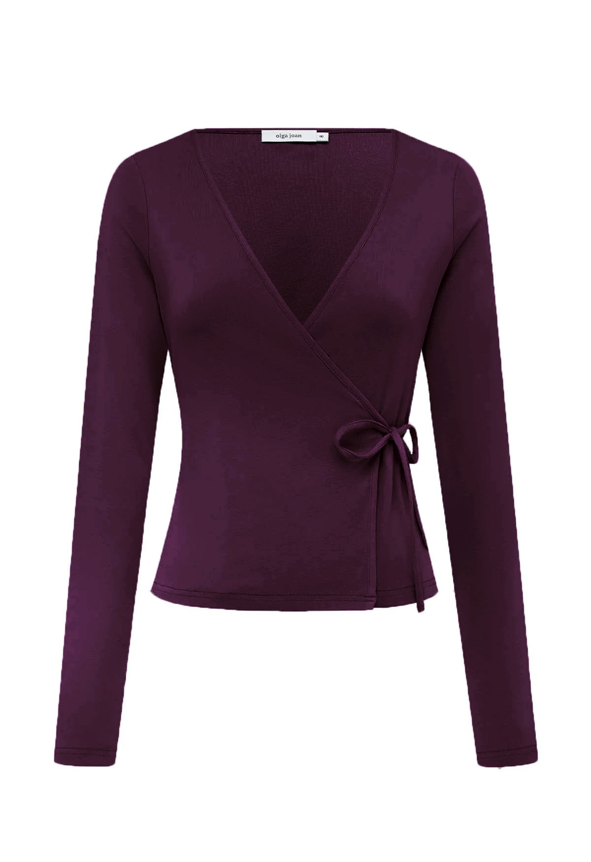 Long Sleeve Wrap Top Aubergine
