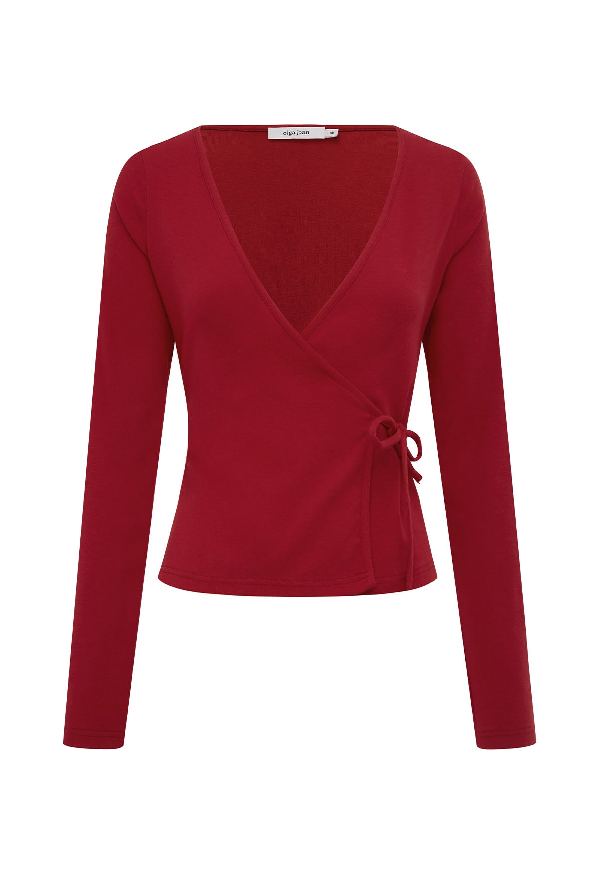 Long Sleeve Wrap Top Vino Rosso