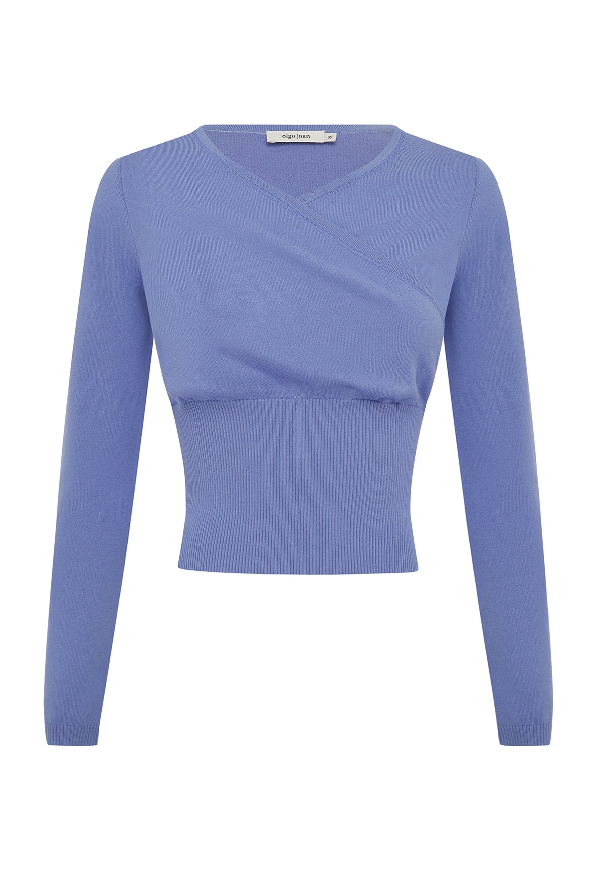 Mock Wrap Knit Top Cerulean
