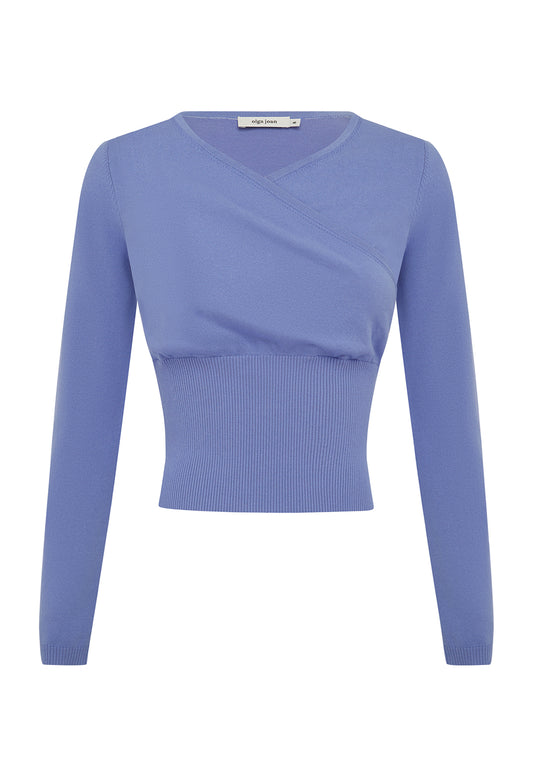 Mock Wrap Knit Top Cerulean