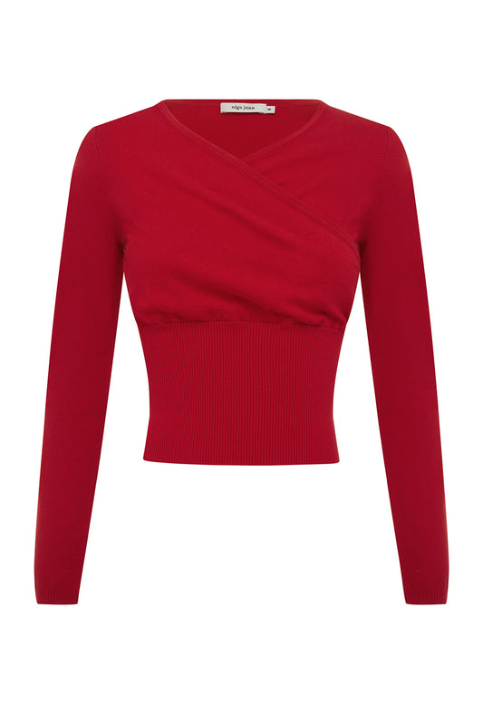 Mock Wrap Knit Top Rossa