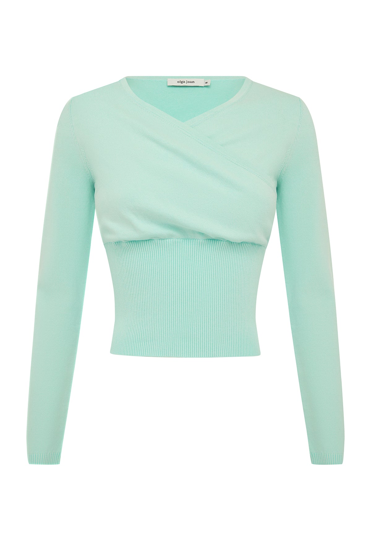 Mock Wrap Knit Top Seafoam