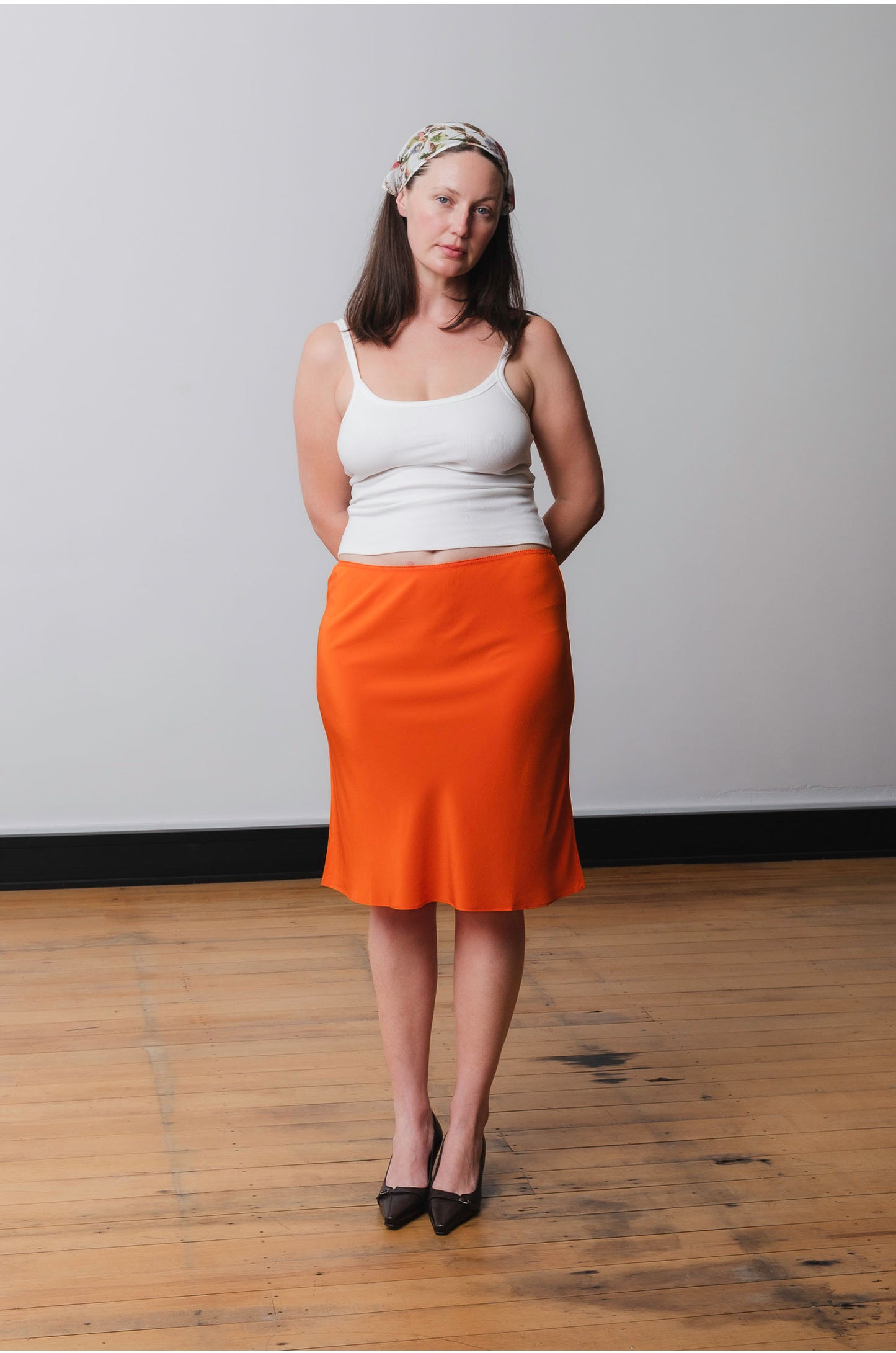 Bias Knee Skirt Arancia