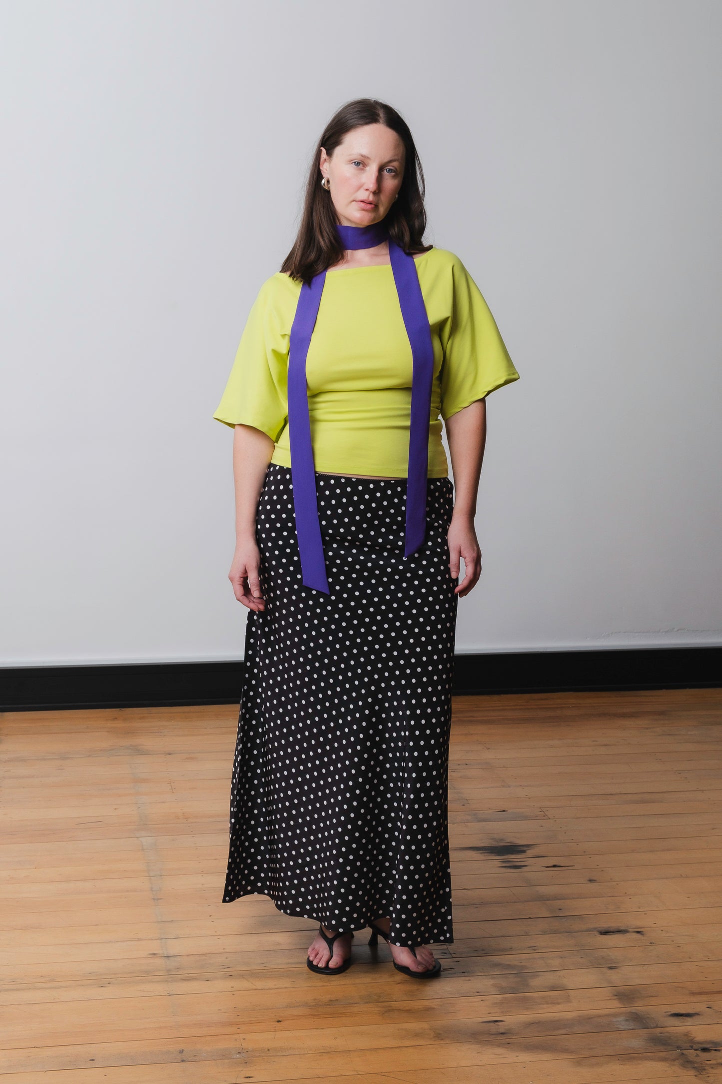 Bardot Ruched Top Chartreuse