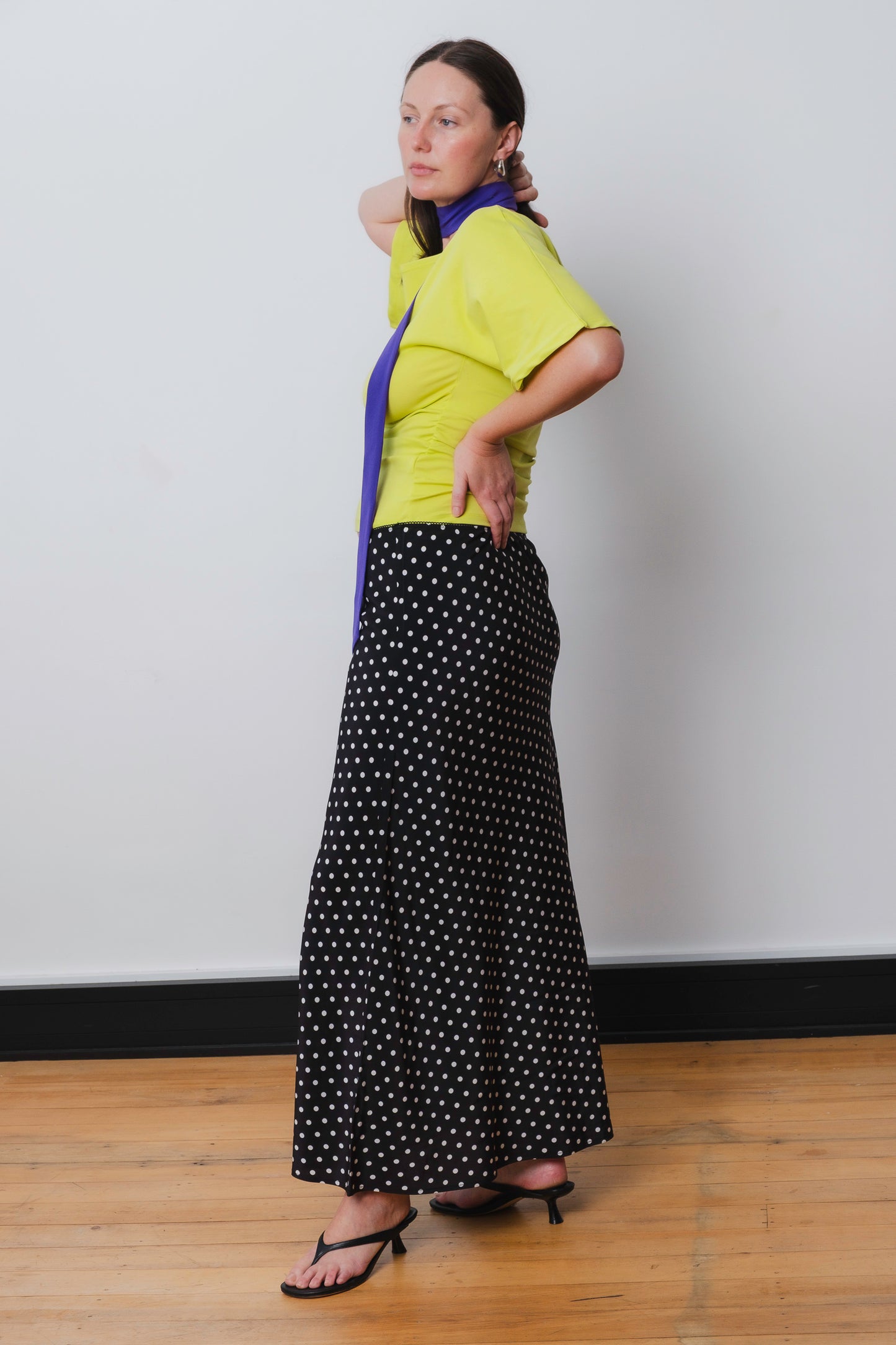 Bias Ankle Skirt Pois Nera