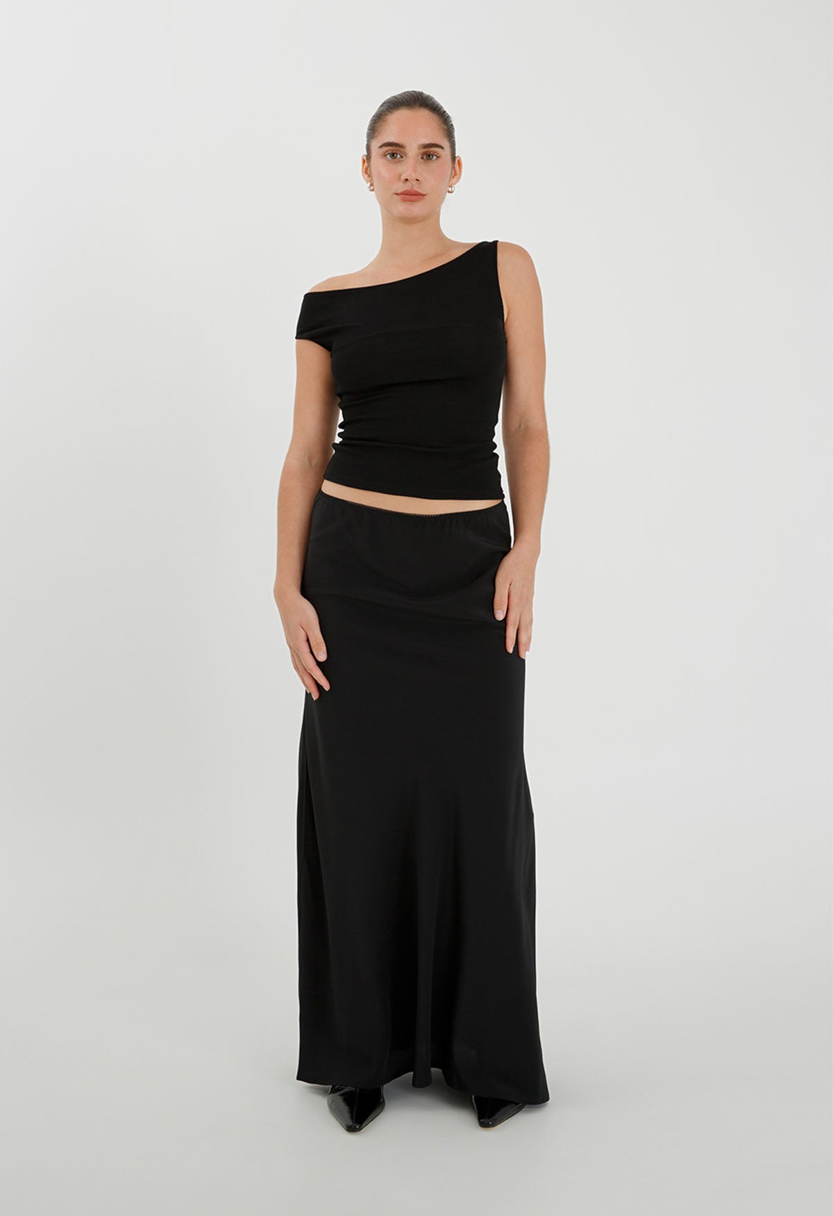 Asym Bardot Top Nera