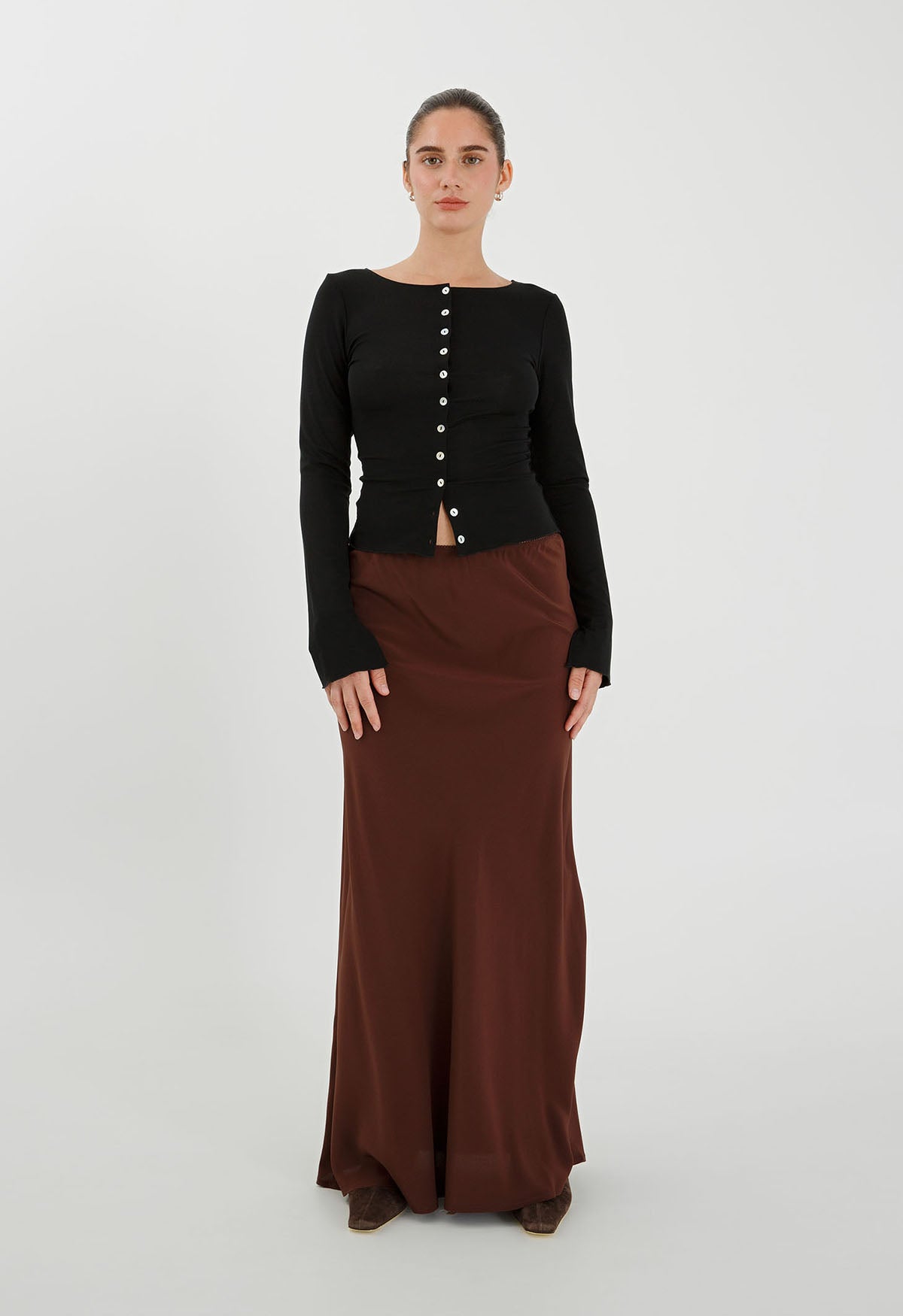 Button-Through Long Sleeve Top Nera