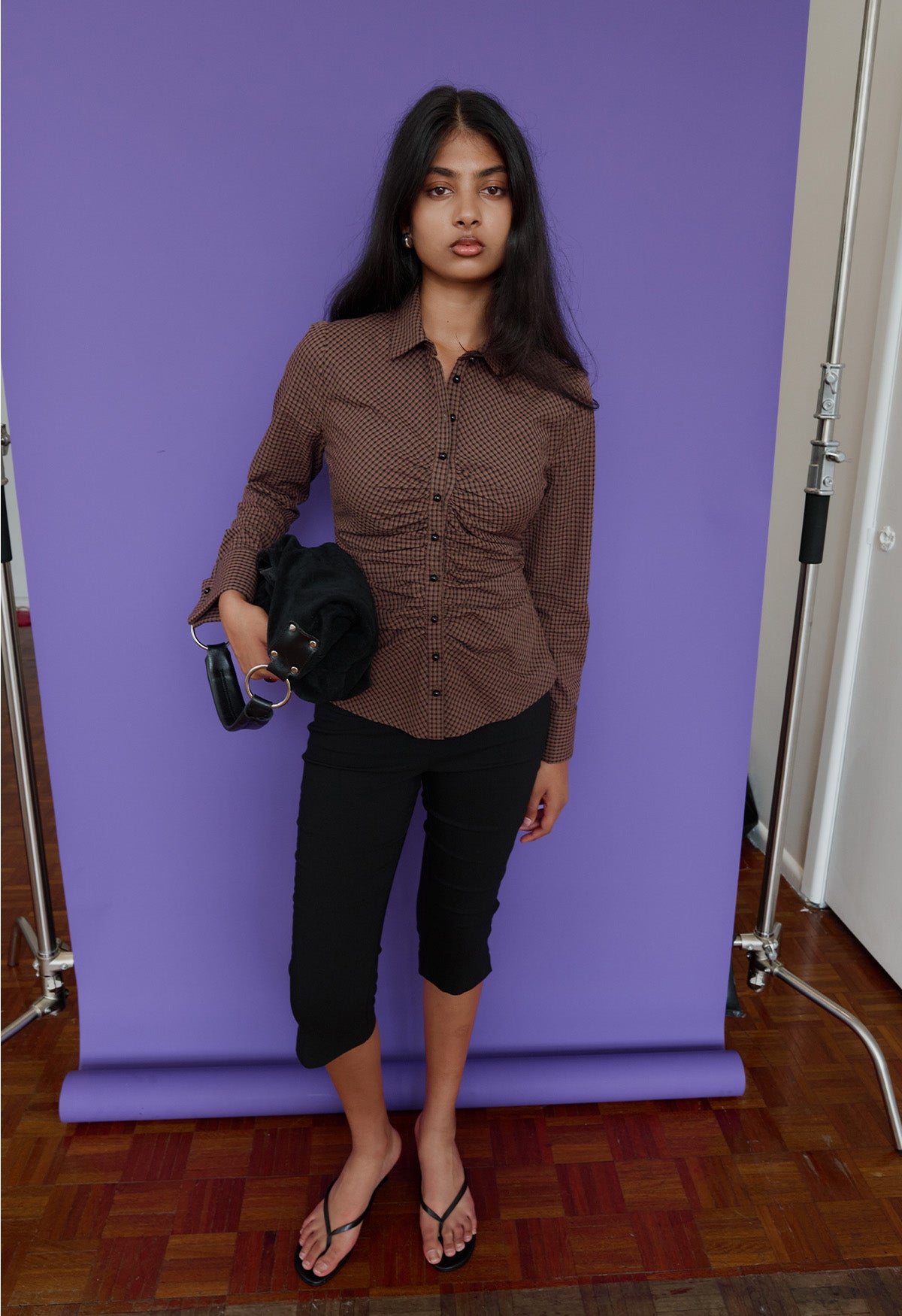 Ruched Front Shirt Ciocco Check