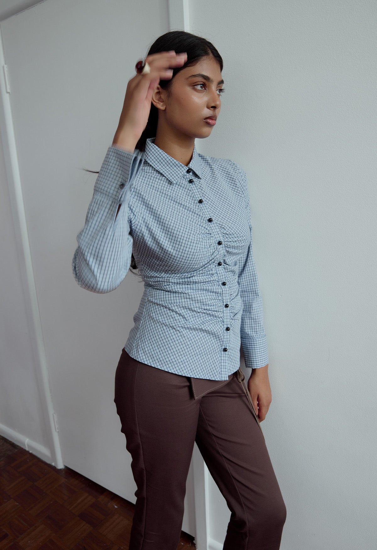 Ruched Front Shirt Cielo Check