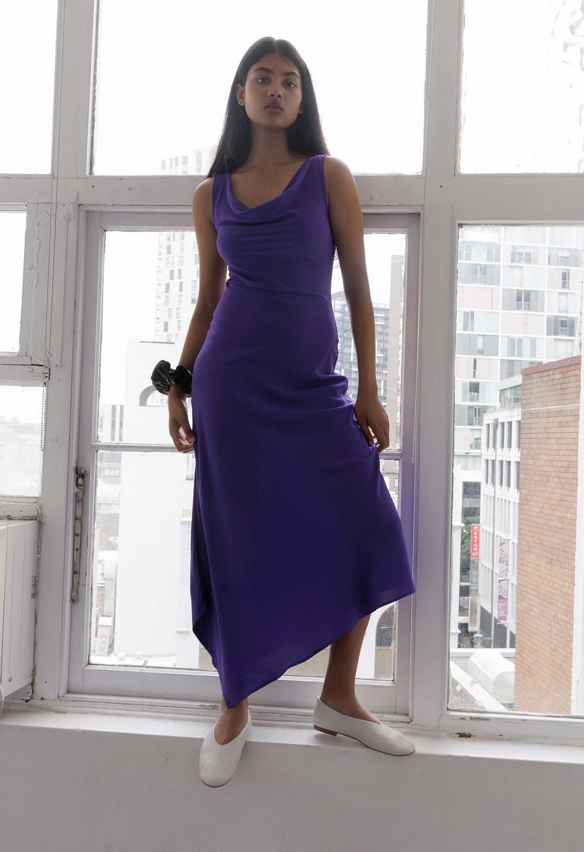 Asymmetrical Cowl Dress Viola