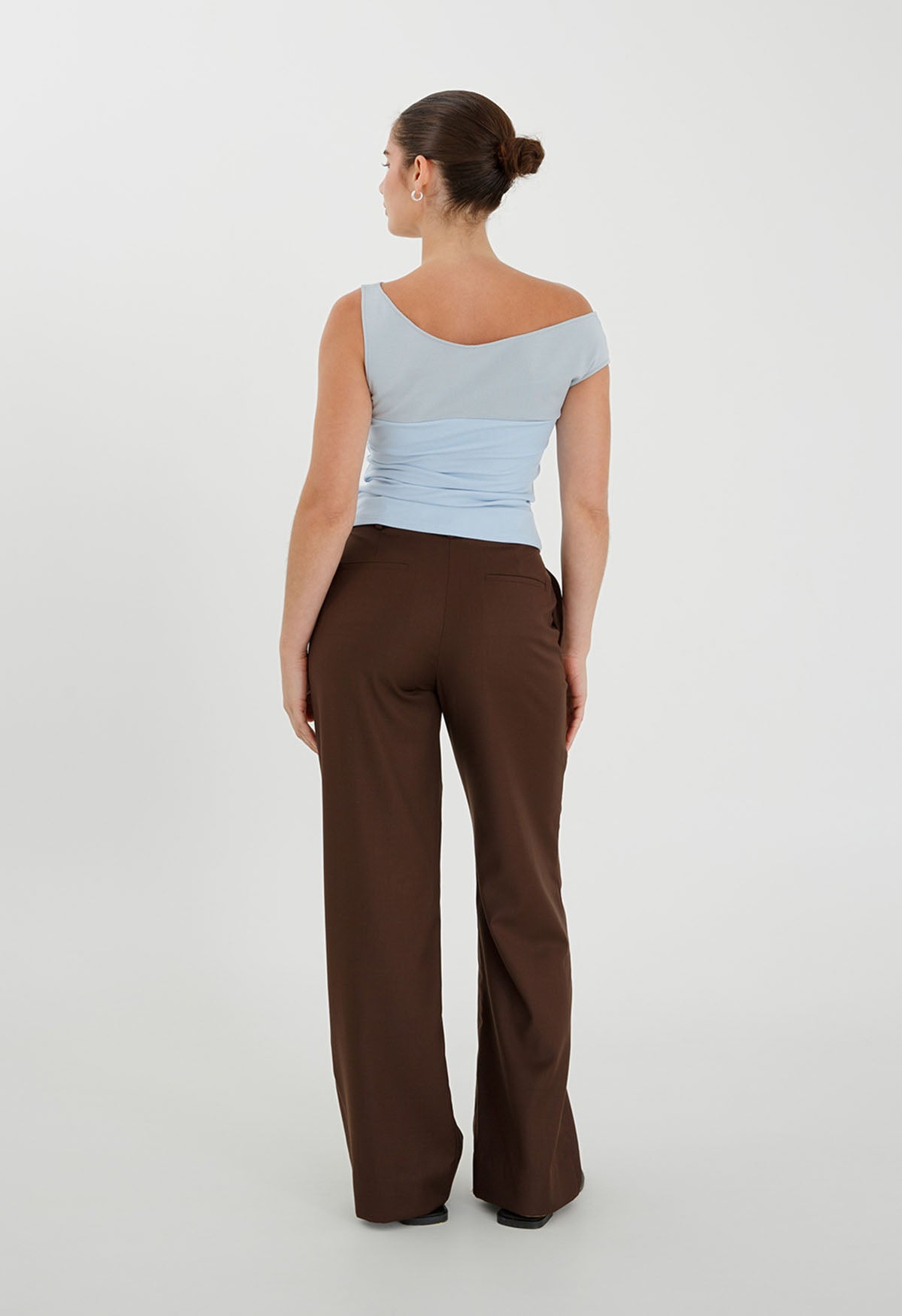 Asym Bardot Top Cielo