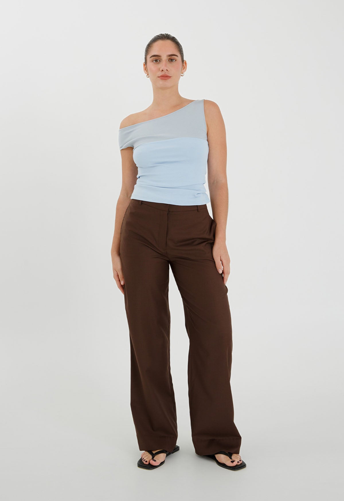 Asym Bardot Top Cielo