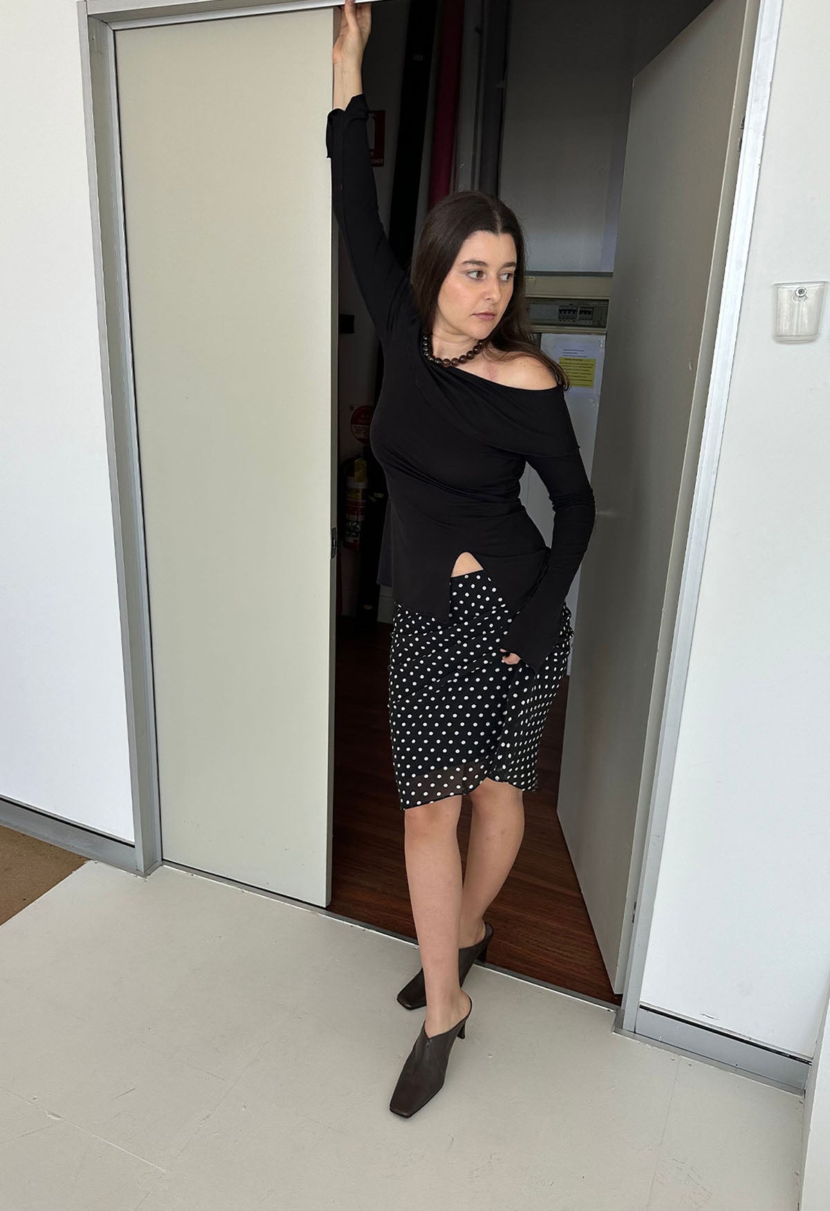 Bardot Long Sleeve Top Nera