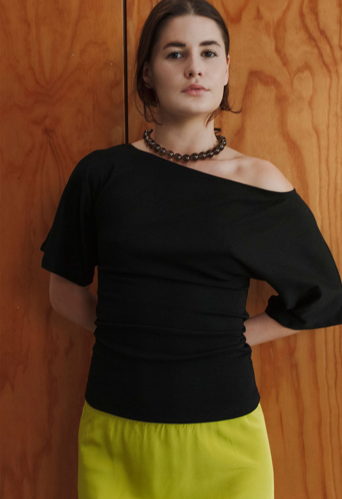 Bardot Ruched Top Nera