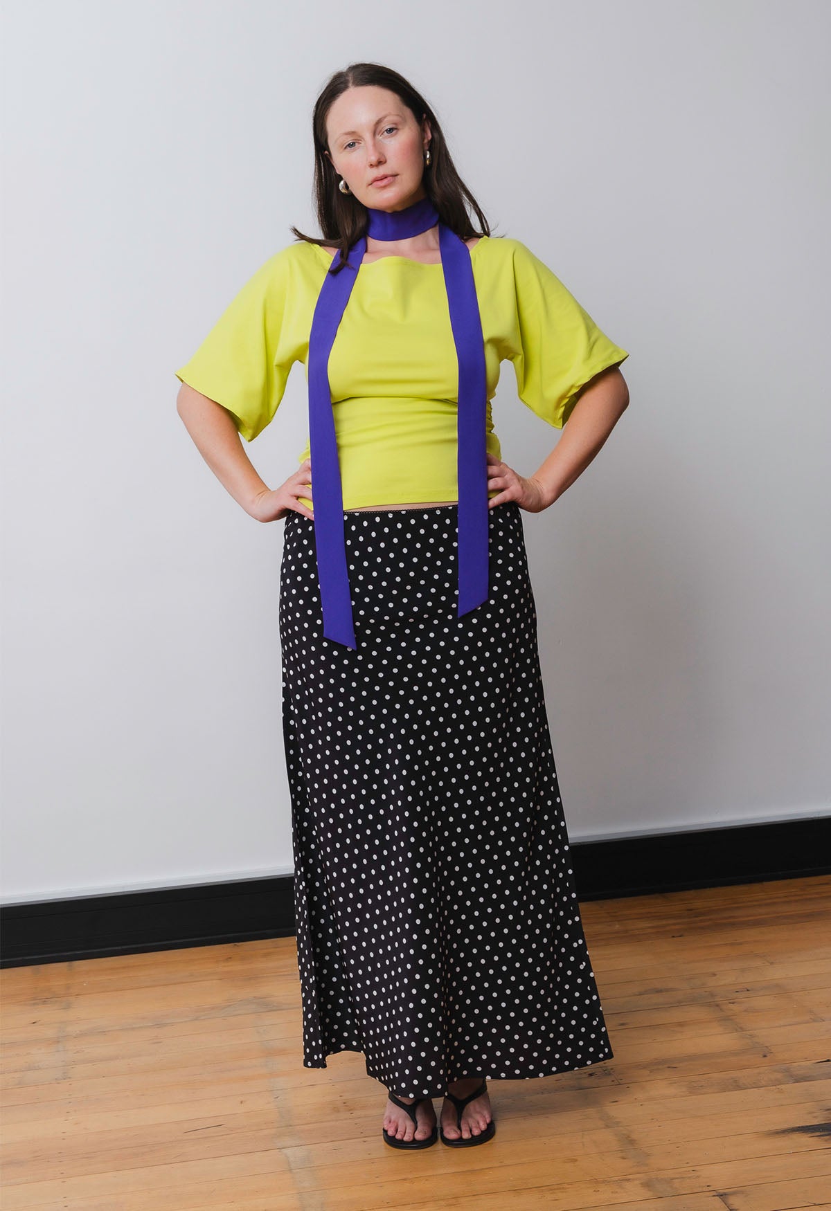 Bias Ankle Skirt Pois Nera