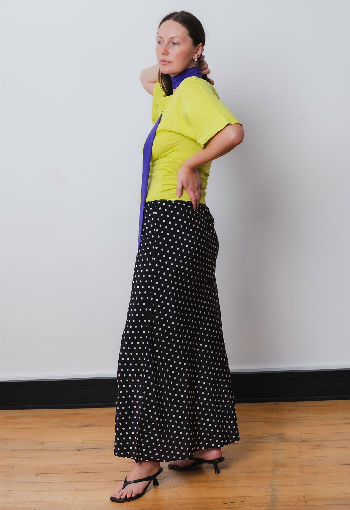 Bias Ankle Skirt Pois Nera